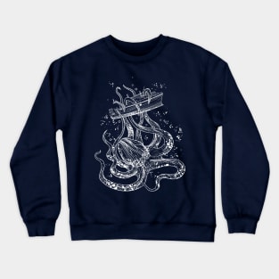 Kraken, a giant squid attacks the ship Crewneck Sweatshirt